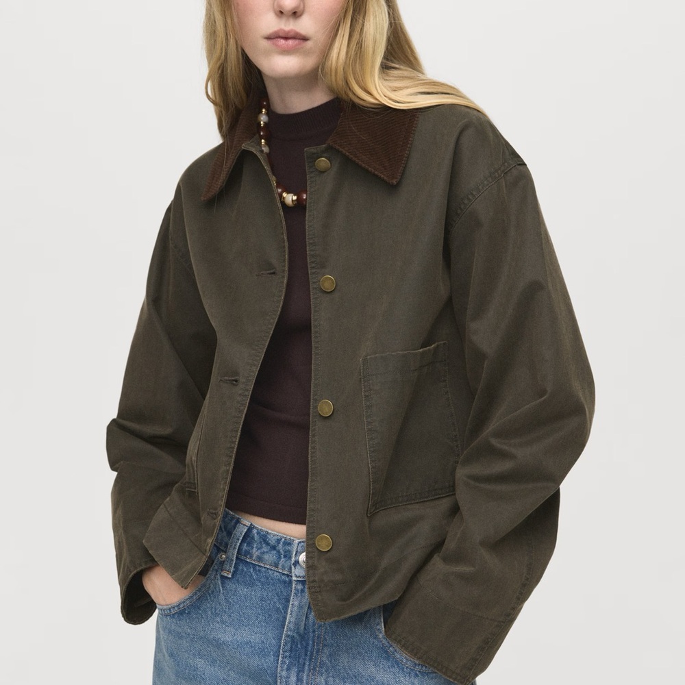 Mango Dark Olive Utility Jacket